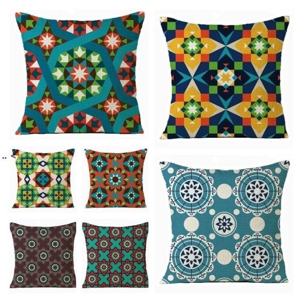 Tessili per la casa Federa marocchina mosaico Fodera per cuscino araba lino su un lato quattro stagioni Forniture per biancheria da letto universale LLB10407