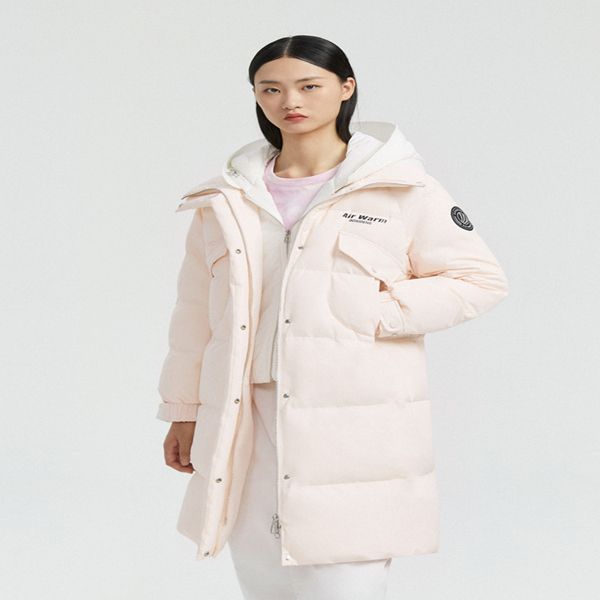

ladies down jacket and pike long collar ms white duck winter warm coat, Black