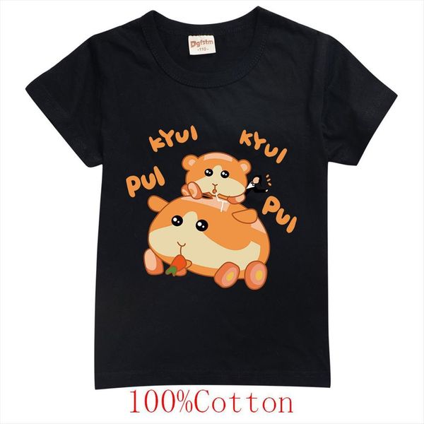 

summer japanese anime pui molcar kids cartoon guinea pigs t shirt boys short sleeves baby girls streetwear, Blue