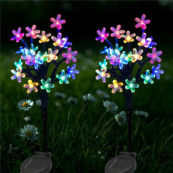 

solar cherry decoration lights sakura lawn insert color changeable led lighting lamps transparent flowerbed tree decorative lamp