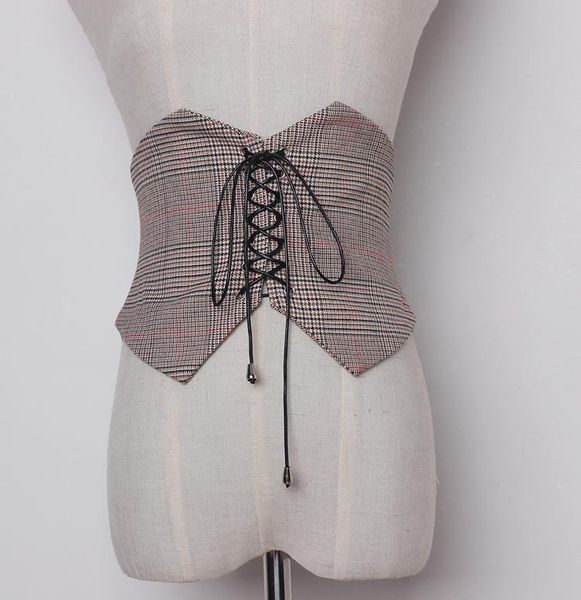 

belts women's runway fashion plaid fabric cummerbunds female dress corsets waistband decoration wide belt tb1211, Black;brown