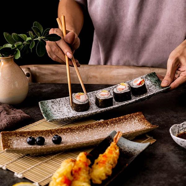 

dishes & plates 11 inch japanese style rectangle dinner plate ceramic sushi household dinnerware