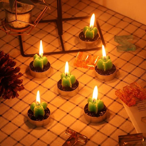 

6pcs/box kaars cactus woondecoratie kunstmatige vetplanten rookloze aromatherapie craft creativ candles