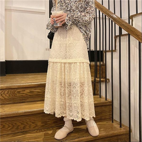 

womens skirts long lace skirt spring summer korean retro elegant wedding a line pleated tulle female maxi, Black