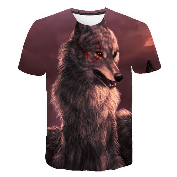 

t-shirts wolf 3d print animal cool funny t-shirt fashion t shirt boys girls hip hop teenage short sleeve 2021 summer, Blue