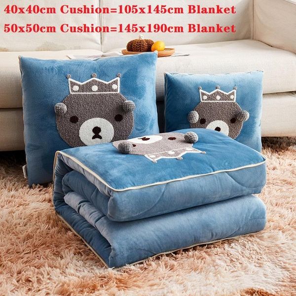 

cushion/decorative pillow 1pc crystal velvet cushion quilt cute functional zipper blanket soft coral fleece office nap car