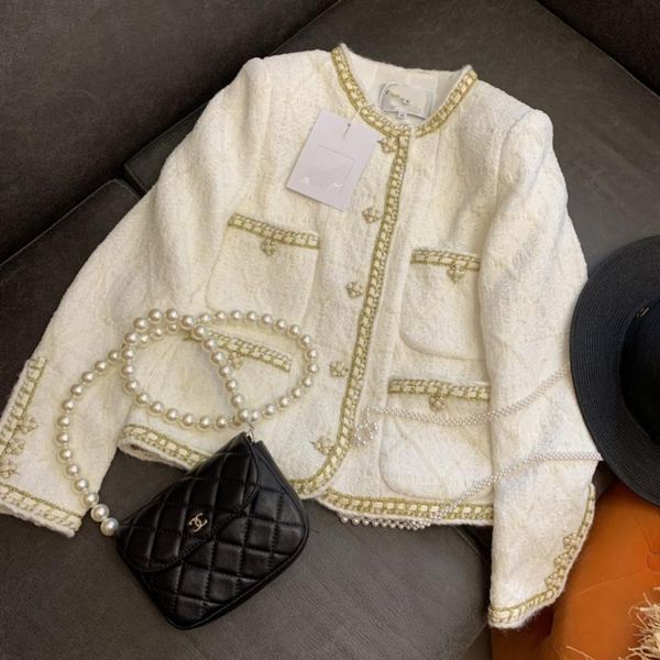 

women's vests chan 2021 design pure handmade classic heavy coat, Black;white