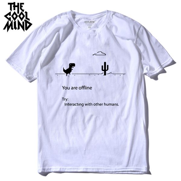 

coolmind 100% cotton men dino tshirt male summer loose funny t- tee you print dinosaur t 210706, White;black