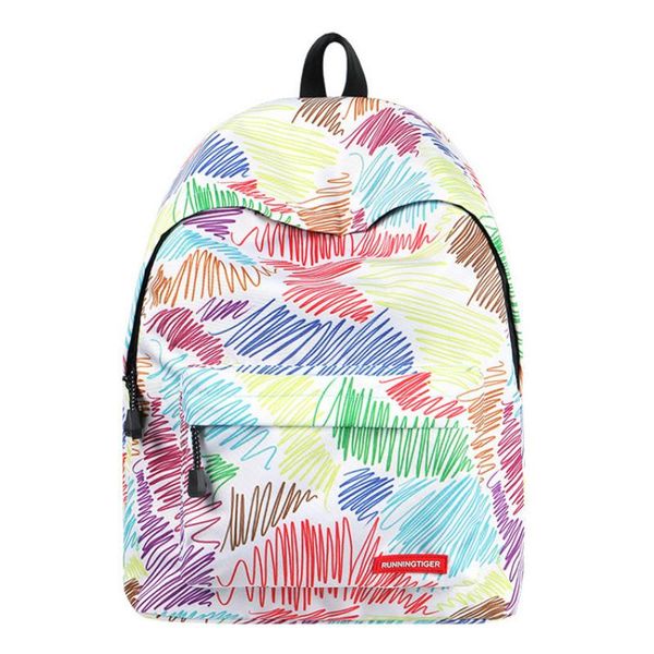 

backpack stylish color printed lines fresh harajuku bag