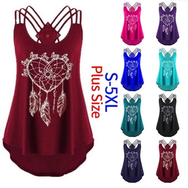 

women sleeveless dreamcatcher printed camis backless strapless hollow out vest tanks girls beach holiday camisole tees 210520, White