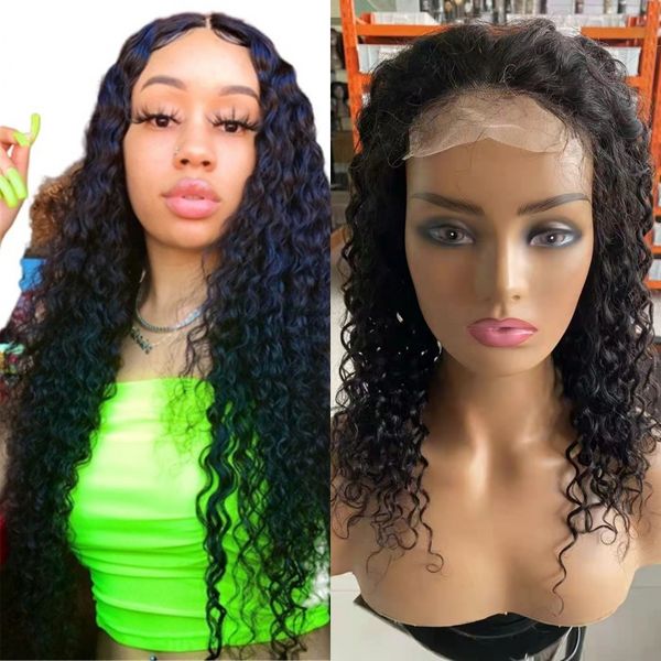 

brazilian water wave wigs remy human hair 4x4 lace closure wig for black women pre plucked hairline, Black;brown
