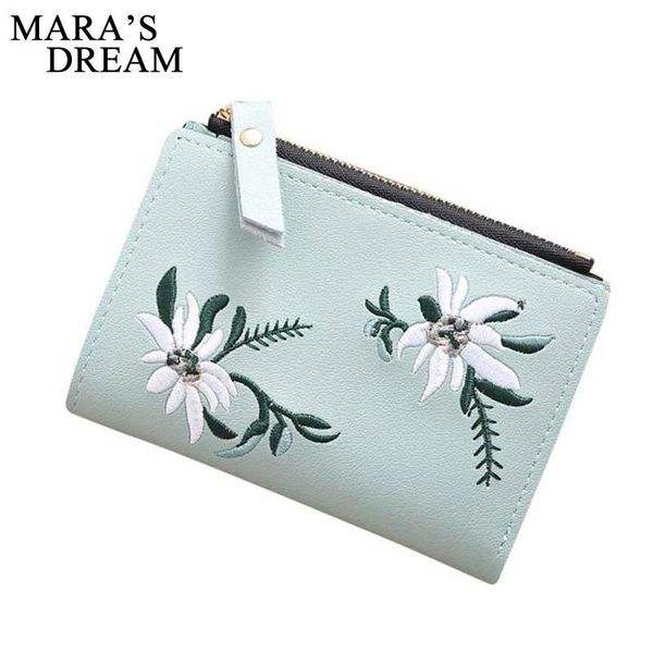 

wallets mara's dream embroidery short wallet pu leather female floral hasp coin purse zipper bag card holder women drop, Red;black
