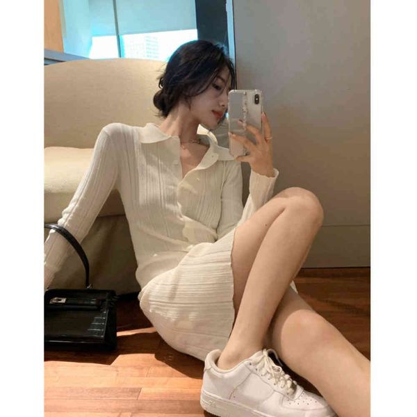 

white knitted long sleeve women's spring and autumn tight hip wrap short waist bottom, Black;gray