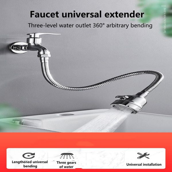 

bathroom sink faucets faucet splash-proof head universal extension curved multifunctional shower kitchen balcony general installation