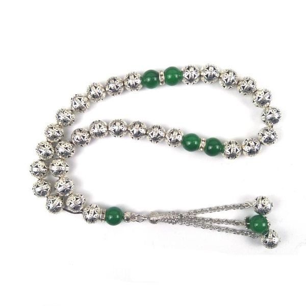 

beaded, strands tesbih store design1 pieces 10mm silver round hollow alloy beads muslim prayer misbaha worry, Black
