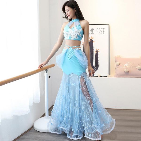 

stage wear 2021 belly dance show costumes female oriental competition performance clothing fairy big swing long skirt, Black;red
