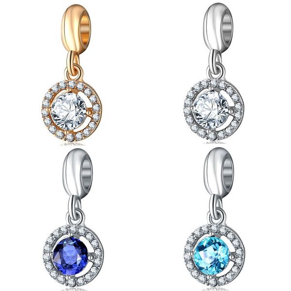 

fits pandora bracelets 20pcs round crystal dangle silver charms bead charm beads pendant for wholesale diy european sterling necklace jewelr, Black