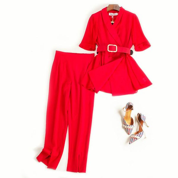 

women's tracksuits suit 2021 summer temperament professional slim elastic waist chiffon small set three-piece wild clothing, Gray