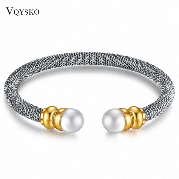 

new products stainless steel fashion jewelry twisted line c type adjustable size bangles, pearl bracelets for women h1op#, Black