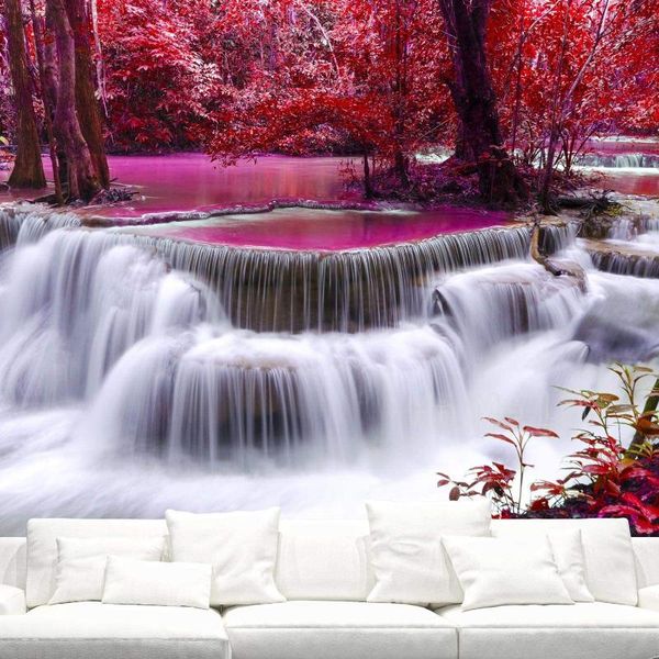 

tapestries tropical forest tapestry rainforest waterfall nature landscape background po red leaves trees wall for bedroom living roomÂ