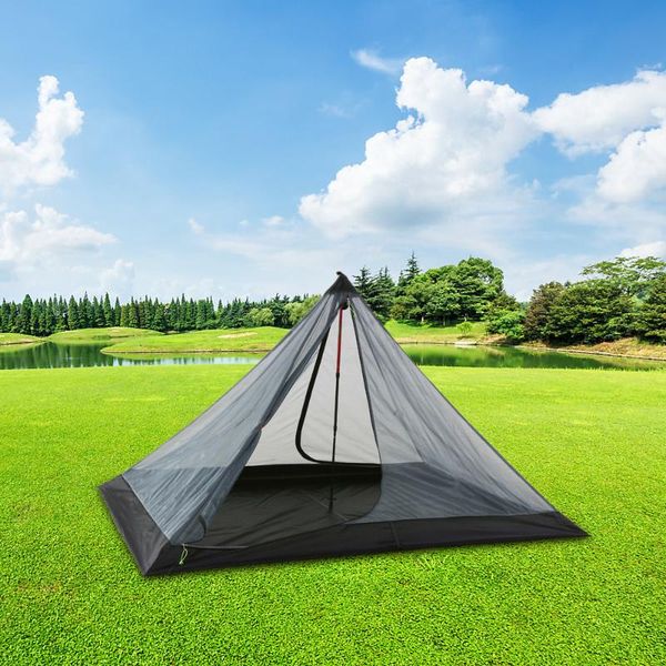 

person folding outdoor camping tent portable ultralight mesh mosquito insect repellent net guard for hiking picnic tents and shelters
