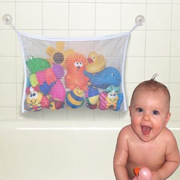 

Baby Bath Toy Organizer Holder Toddler Bathtub Mesh Net Newborn Bath Bag Pouch Kids Storage Bin with Suction Hooks, Yellow