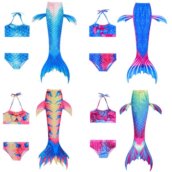 

2021 children's mermaid three piece girls bikini swimsuit, White;black
