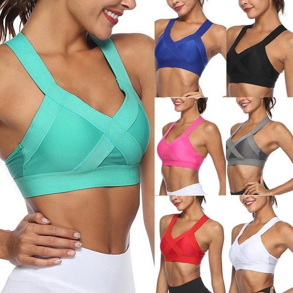 

gym clothing s-xl posture corrector lift up bra women cross back breathable underwear shockproof sports support fitness vest bras, White;black