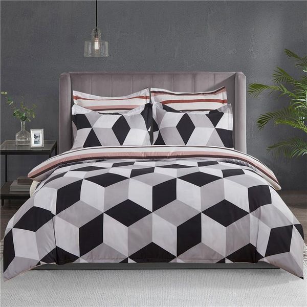 

bedding sets home textiles black white lattice duvet cover pillowcase bedroom bedspread simple adults single twin double beds