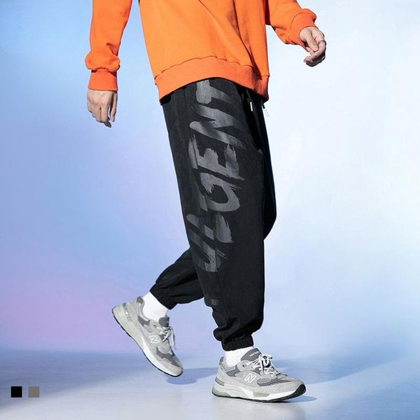 

men's pants street fashion clothing 2021 autumn sports casual brand shun color printing leggings, Black