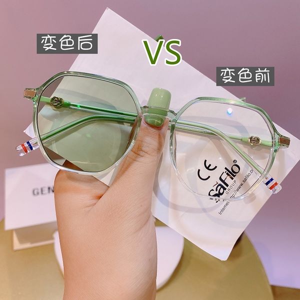 

new green can be matched with degrees men's new and thin anti blue light women's myopia glasses, White;black