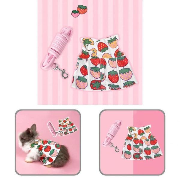 

cat collars & leads with traction rope soft small animal harness vest cute costume dress 2 sizes pet lovely for outside
