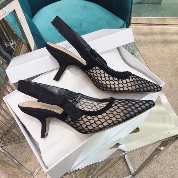 

comfortable high heel pointed women's sandals gladiator leather 2021 spring and summer fashion designer mesh inlaid diamond wedding din, Black