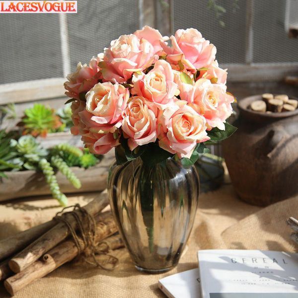 

Artificial Flowers 7 Head Roses Bouquet Flores Garden Decoration Plants Pompom Fake Home Decorative & Wreaths