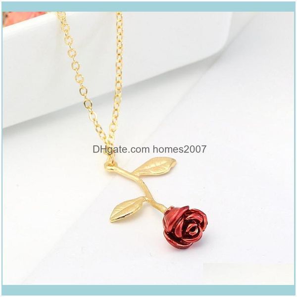 

necklaces & pendants jewelryrose flower necklace golden red jewelry gift for women girl durable fashion h9 chains drop delivery 2021 bclzs, Silver