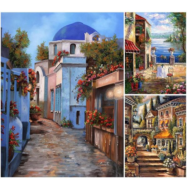 

diamond painting diy 5d diamand villa street landschap cross stitch full drill square embroidery mosaic picture crystal decor