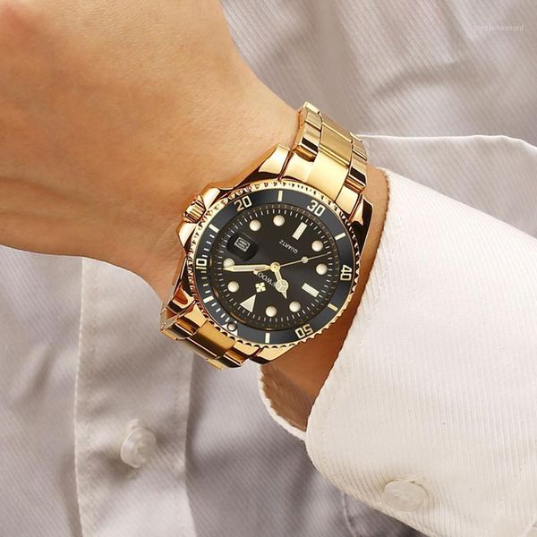 

wristwatches big diver watch 2021 gold wrist watches men sports golden men's male wristwatch relogio masculino, Slivery;brown