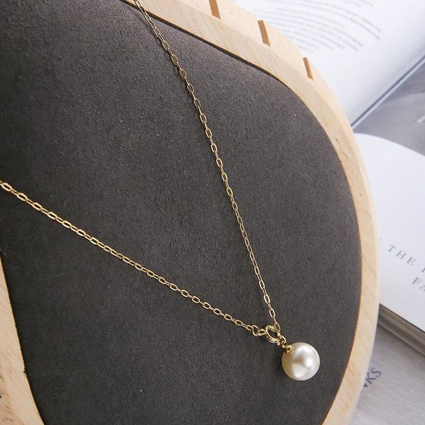 

pendant necklaces pvd plated stainless steel golde chain pearl women's jewelry summer arrivals, Silver