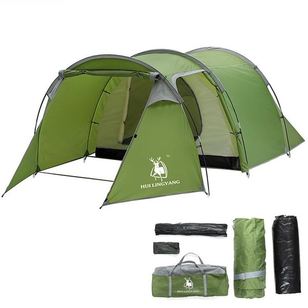 

2-4 people outdoor camping tent one-room one-bedroom double-layer 2500 waterproof rainproof tunnel large family tents and shelters