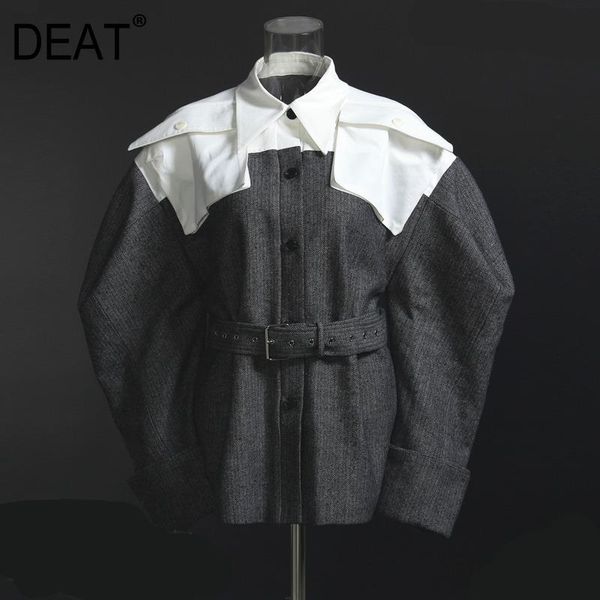 

spring summer fashion long sleeve stitching collar temperament waistband high street shoulder women sh051 women's jackets, Black;brown