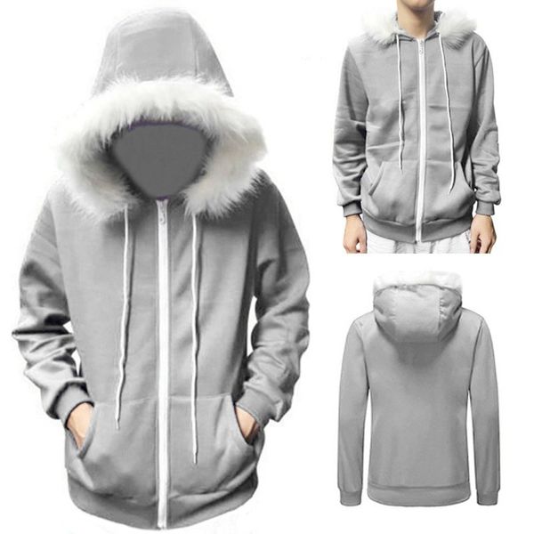 

Men's plus size Outerwear Large Hooded Autumn and Winter Wear Fashion Casual Coat, Gray