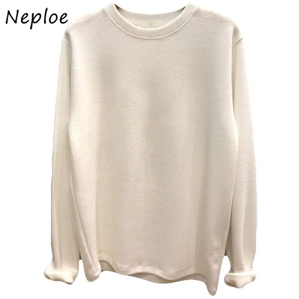 

simple casual loose women t-shirt solid color o-neck all-match tee office lady design soft t shirts 1j092 210422, White