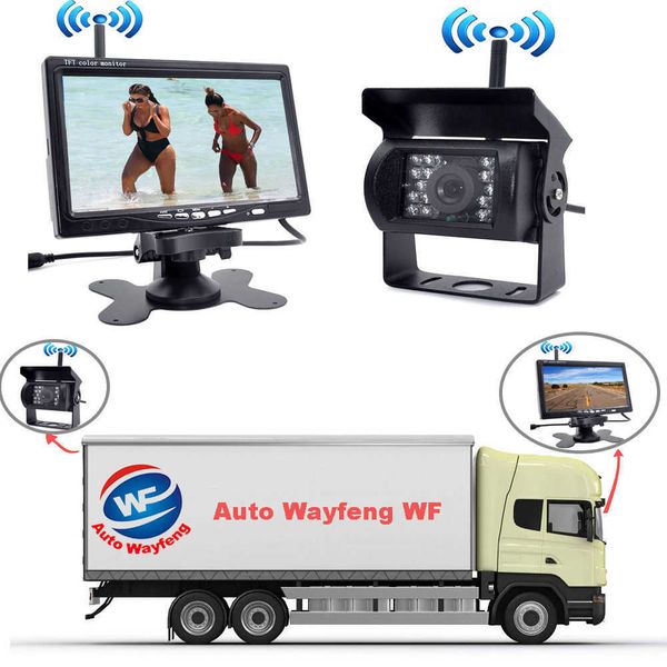 

wireless ir rear view car dvr recorder back up camera night vision system+7" monitor for rv truck ng new arrive car