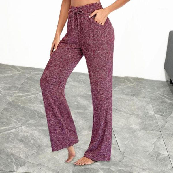 

yoga outfit pants high waist comfortable solid color long elastic flare for women workout out leggings sports trousers