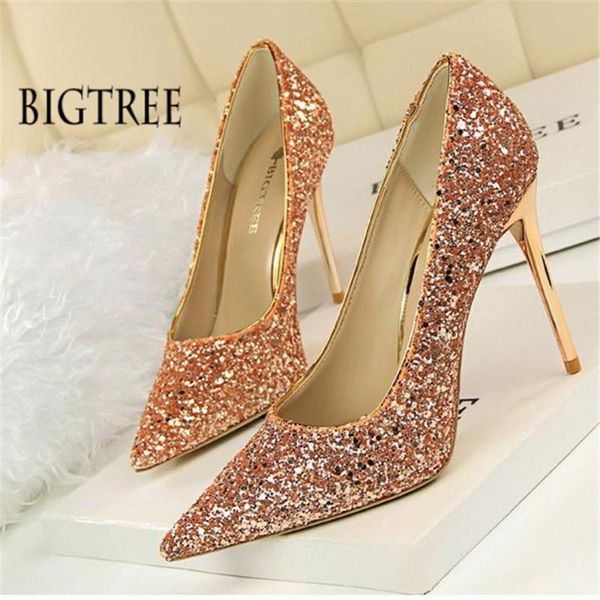 

dress shoes women's pumps 2021 european style women heels shallow mouth sharp sparkle thin nightclub single, Black