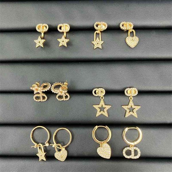 

70% off outlet online family letter love femininity net red star earrings, Golden