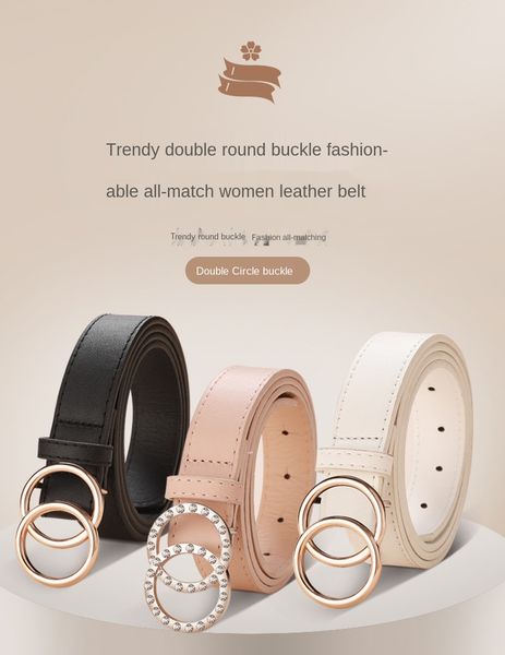 

2021 trendy women belt fashion diamond-studded luxury designer snap button casual simple decor jeans waist, Black;brown