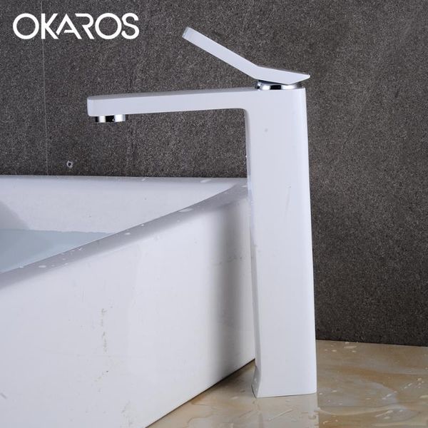 

bathroom sink faucets okaros tall white basin faucet water tap solid brass black chrome mixer torneira do banheiro m074