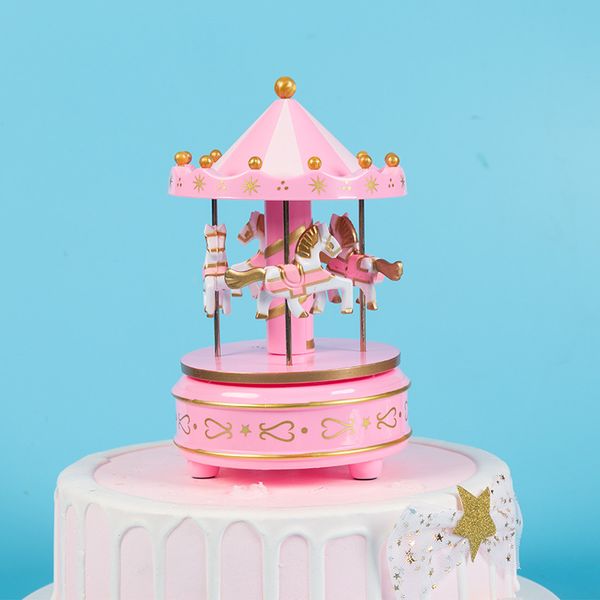 Scatola regalo rosa e blu carosello da forno decorazione torta festa di compleanno natale capodanno idee per carillon plug-in Giocattoli a carica
