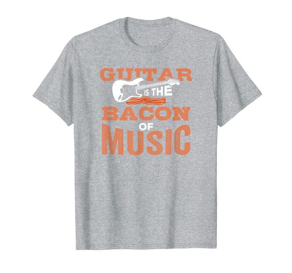 

guitar is the bacon of music funny instrument t shirt, White;black